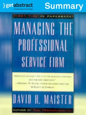 cover image of Managing the Professional Service Firm (Summary)